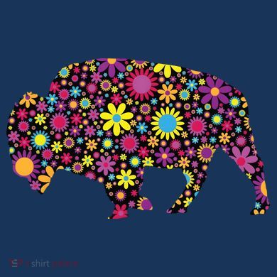 Flower Patterns Bison Buffalo Funny Kids T-Shirt