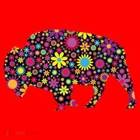 Flower Patterns Bison Buffalo Funny Santa Hat thumb 1