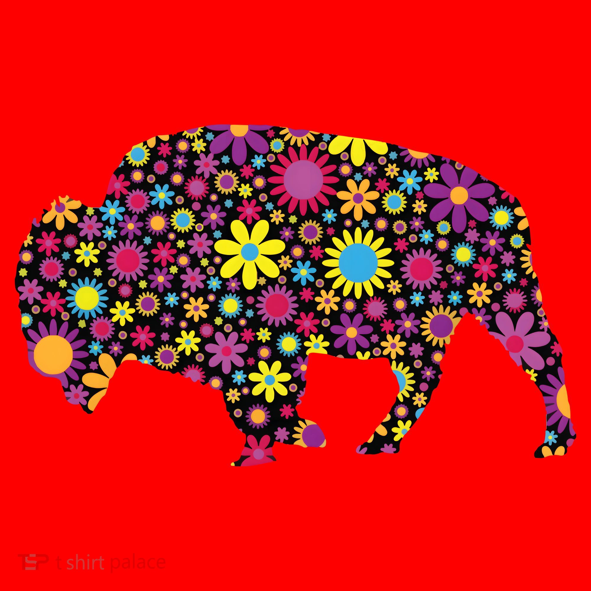 Flower Patterns Bison Buffalo Funny Santa Hat