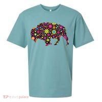Flower Patterns Bison Buffalo Funny Sueded Cloud Jersey T-Shirt thumb 0