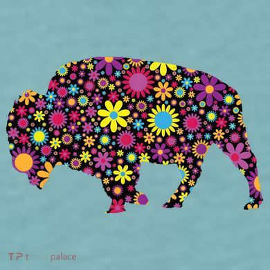 Flower Patterns Bison Buffalo Funny Sueded Cloud Jersey T-Shirt