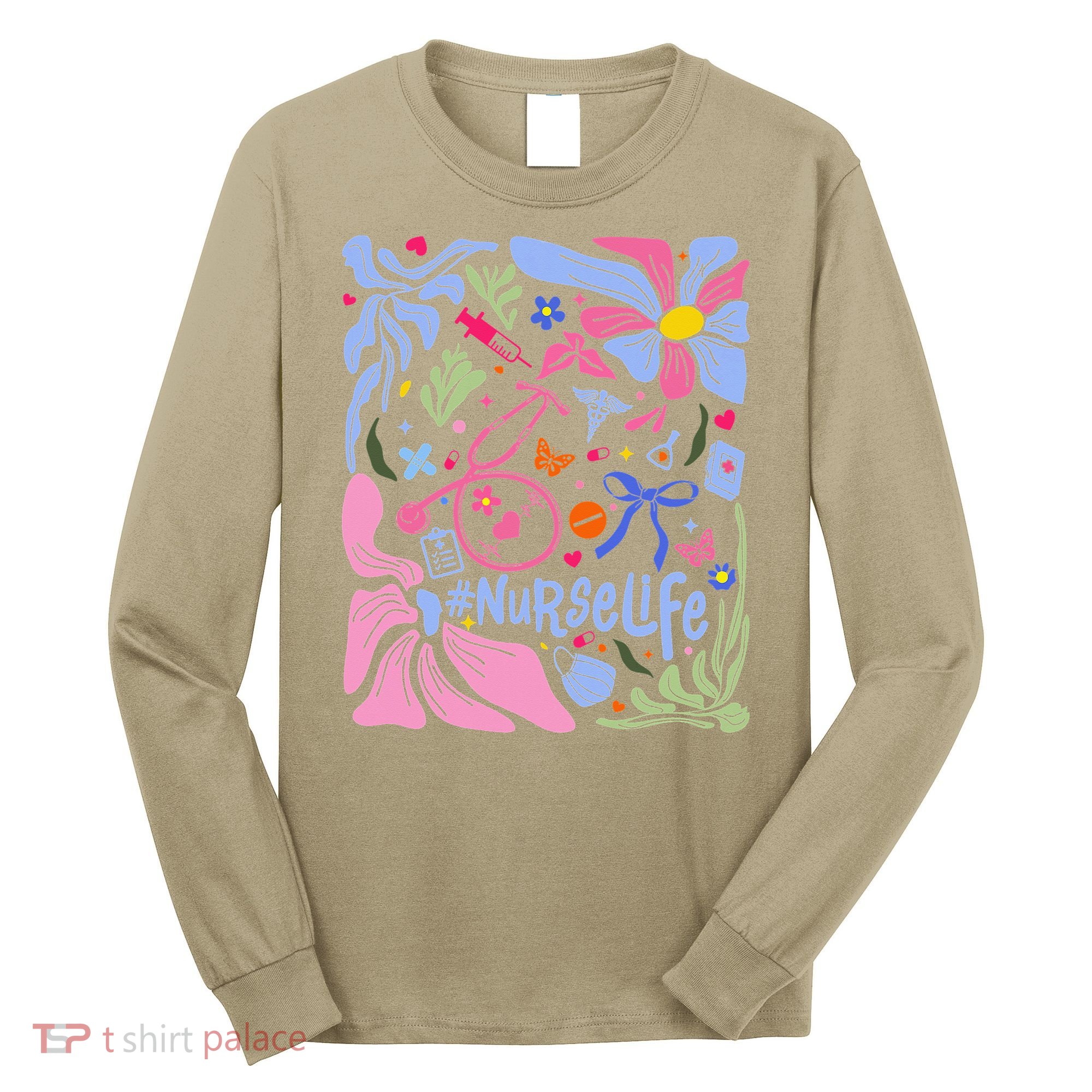 Floral Preppy Coquette Bow Nurse Stethoscope Nursing Doctor Long Sleeve Shirt
