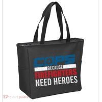 Funny Police Cops Because Firefighters Needs Heroes Law Gift Tote Bag thumb 2