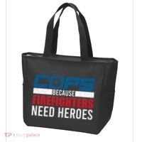 Funny Police Cops Because Firefighters Needs Heroes Law Gift Tote Bag thumb 3