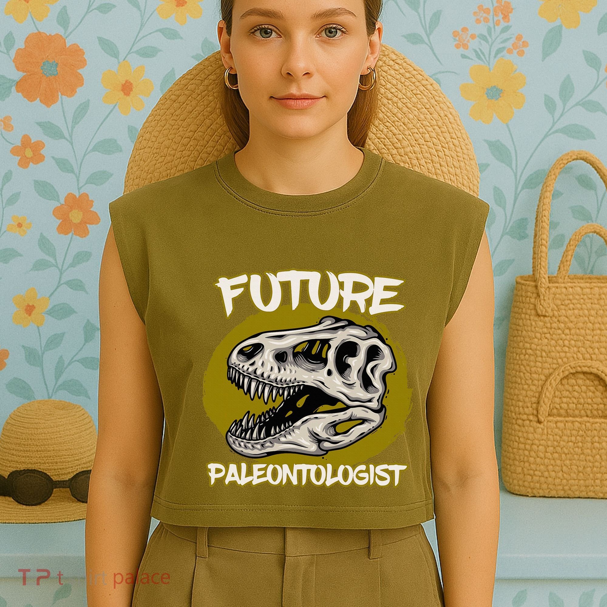 Future Paleontologist Cute Gifts Dino Explorer Garment-Dyed Women's Muscle Tee