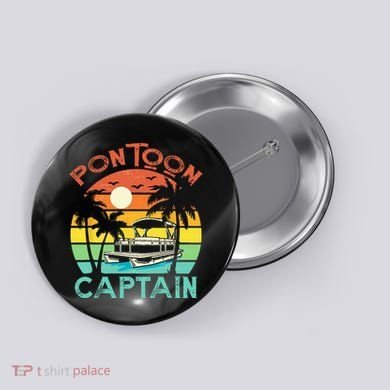 Funny Pontoon Captain Retro Vintage Style Pontoon Boat Button