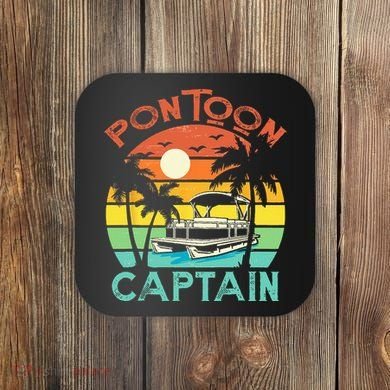 Funny Pontoon Captain Retro Vintage Style Pontoon Boat Coaster