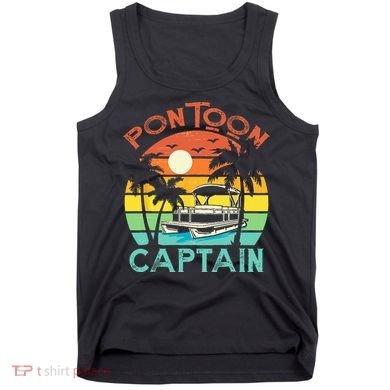 Funny Pontoon Captain Retro Vintage Style Pontoon Boat Tank Top