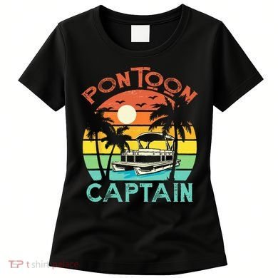 Funny Pontoon Captain Retro Vintage Style Pontoon Boat Women's T-Shirt
