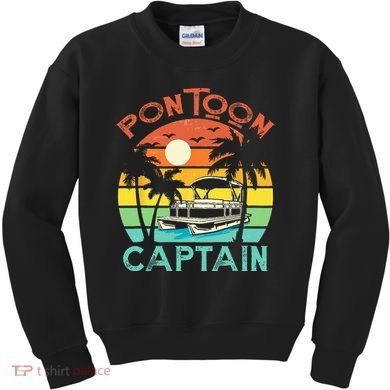 Funny Pontoon Captain Retro Vintage Style Pontoon Boat Kids Sweatshirt