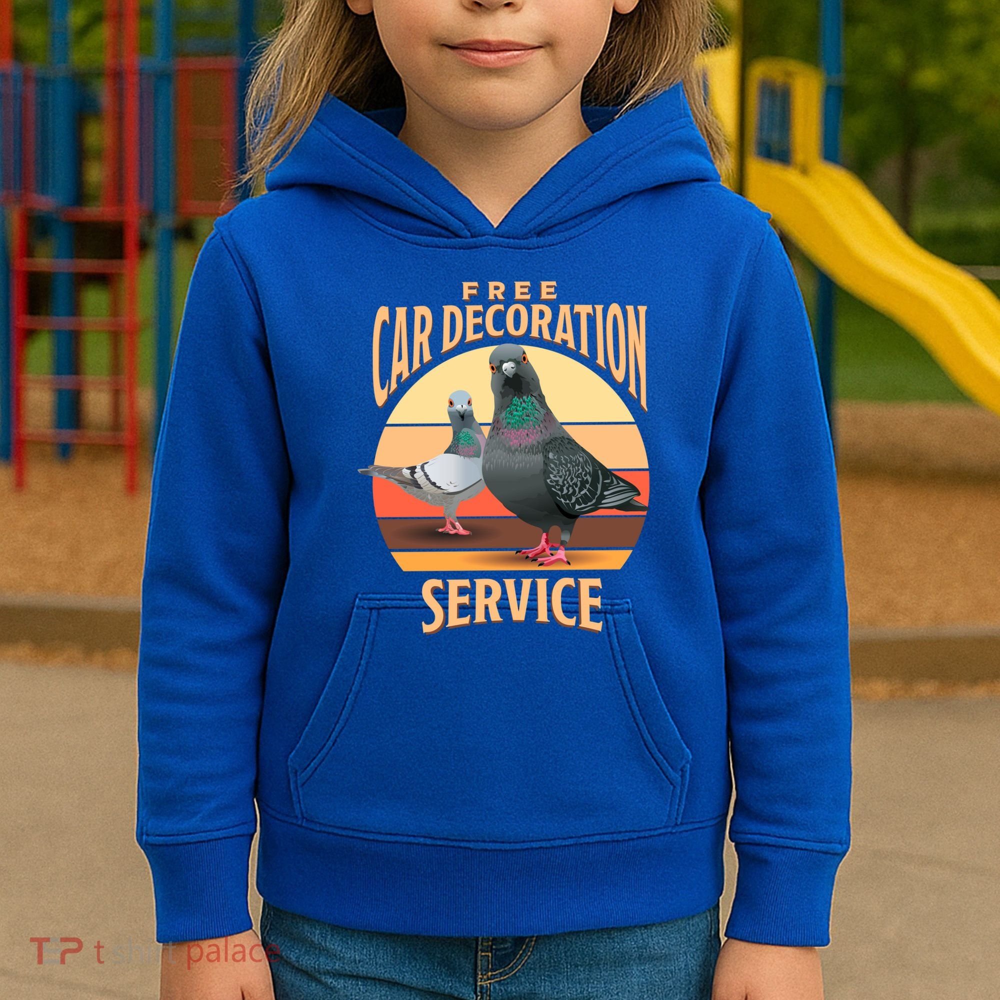 Funny Pigeon Car Decoration Service Kids Hoodie