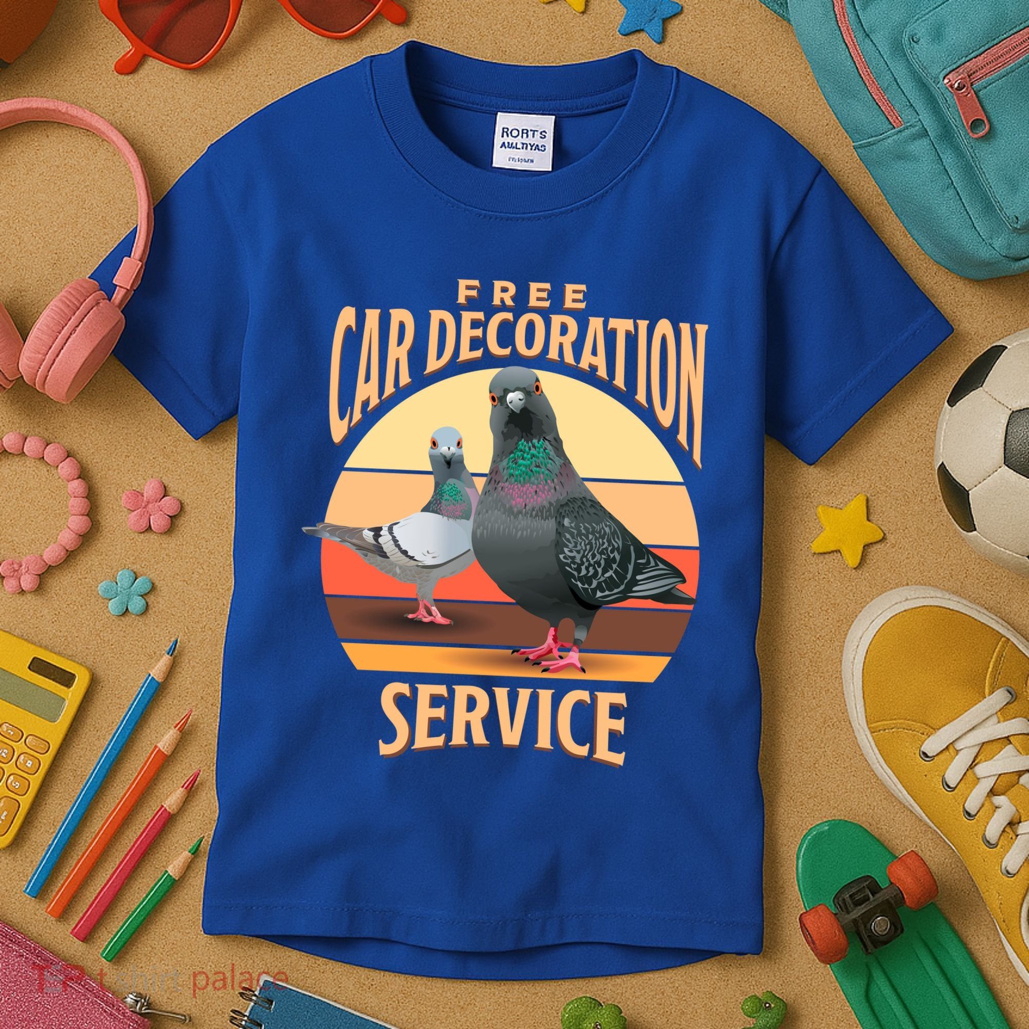 Funny Pigeon Car Decoration Service Kids T-Shirt