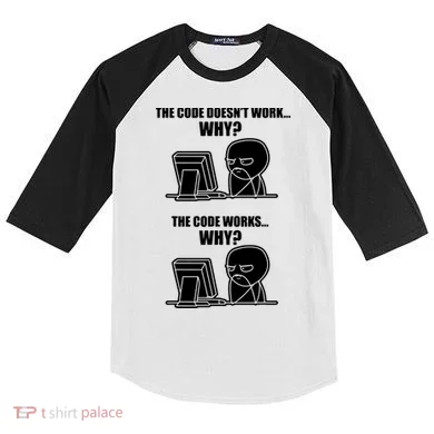 Funny Programmer Code Works Why Meme Tee Kids Colorblock Raglan Jersey