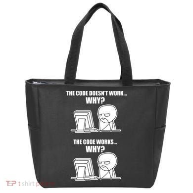 Funny Programmer Code Works Why Meme Tee Tote Bag