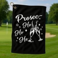 Funny Presecco Christmas Vacation Retro Prosec Ho Ho Ho Golf Towel thumb 1