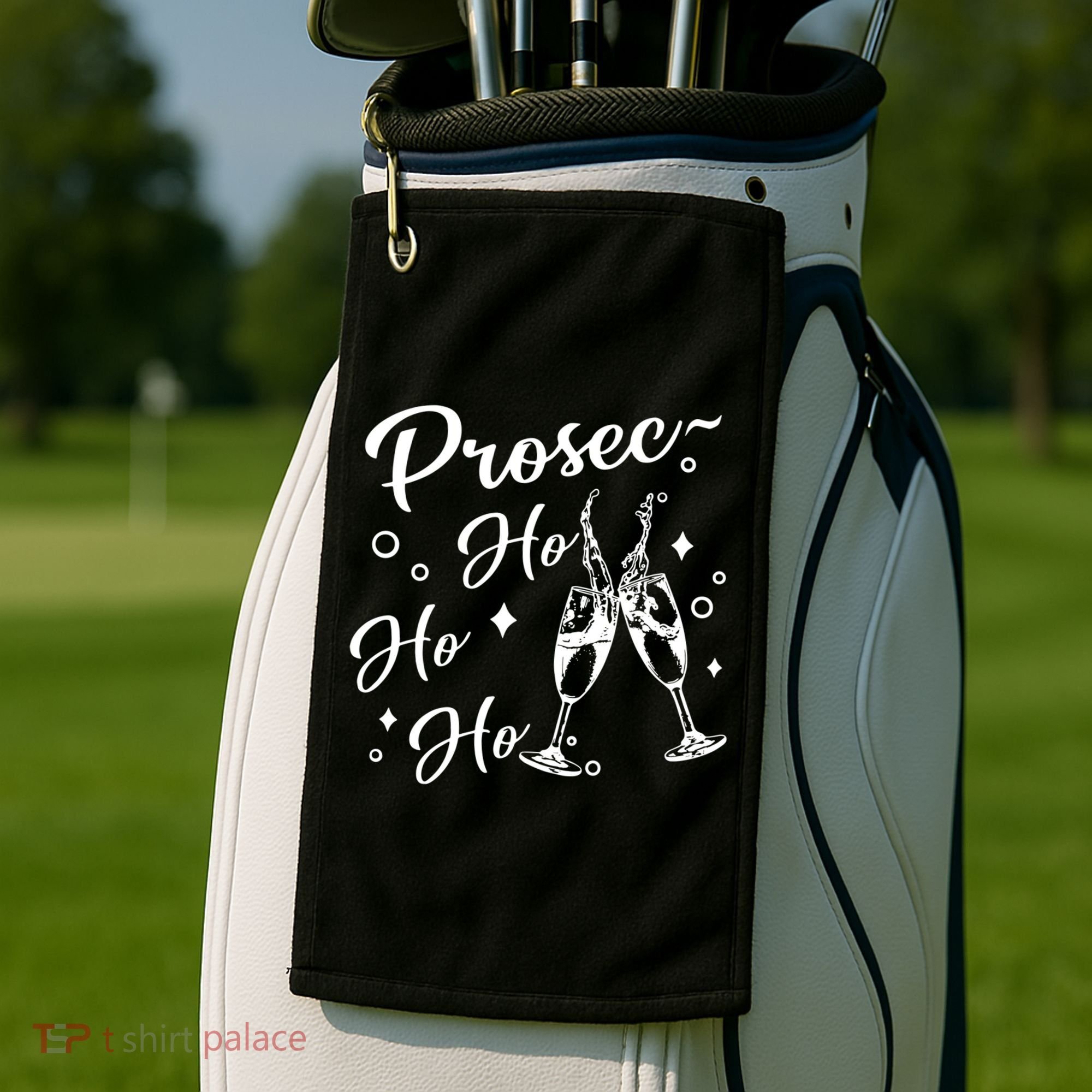 Funny Presecco Christmas Vacation Retro Prosec Ho Ho Ho Golf Towel