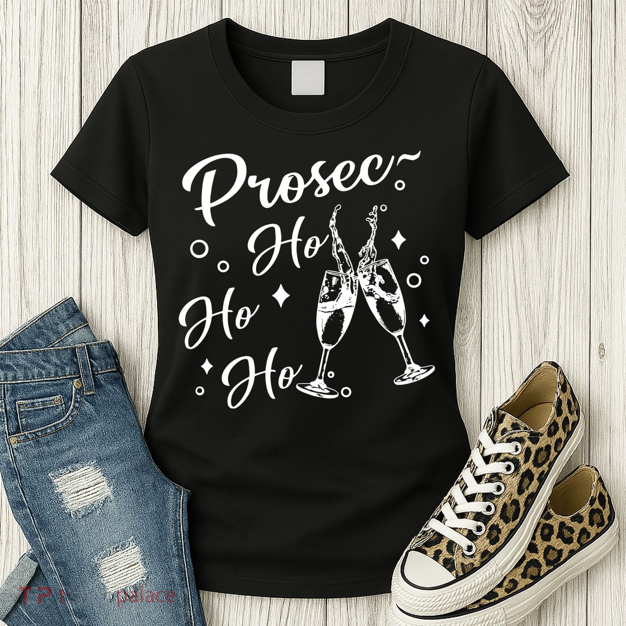 Funny Presecco Christmas Vacation Retro Prosec Ho Ho Ho Women's T-Shirt
