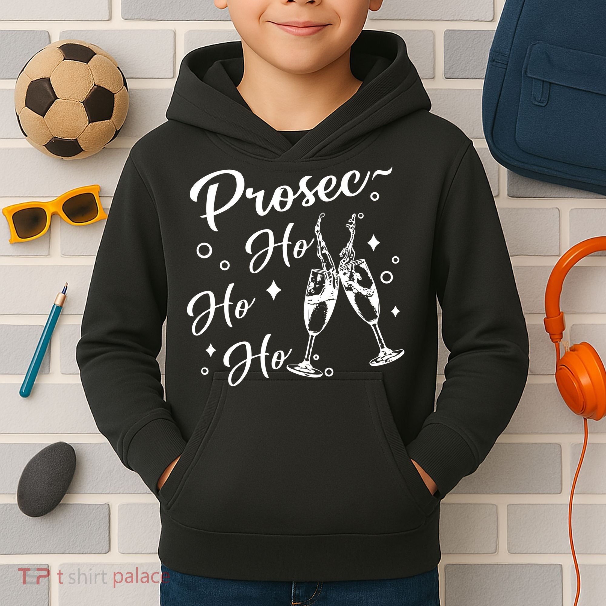 Funny Presecco Christmas Vacation Retro Prosec Ho Ho Ho Kids Hoodie