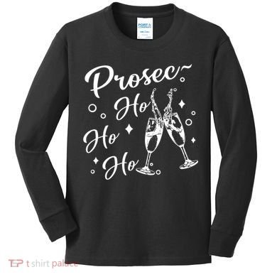 Funny Presecco Christmas Vacation Retro Prosec Ho Ho Ho Kids Long Sleeve Shirt