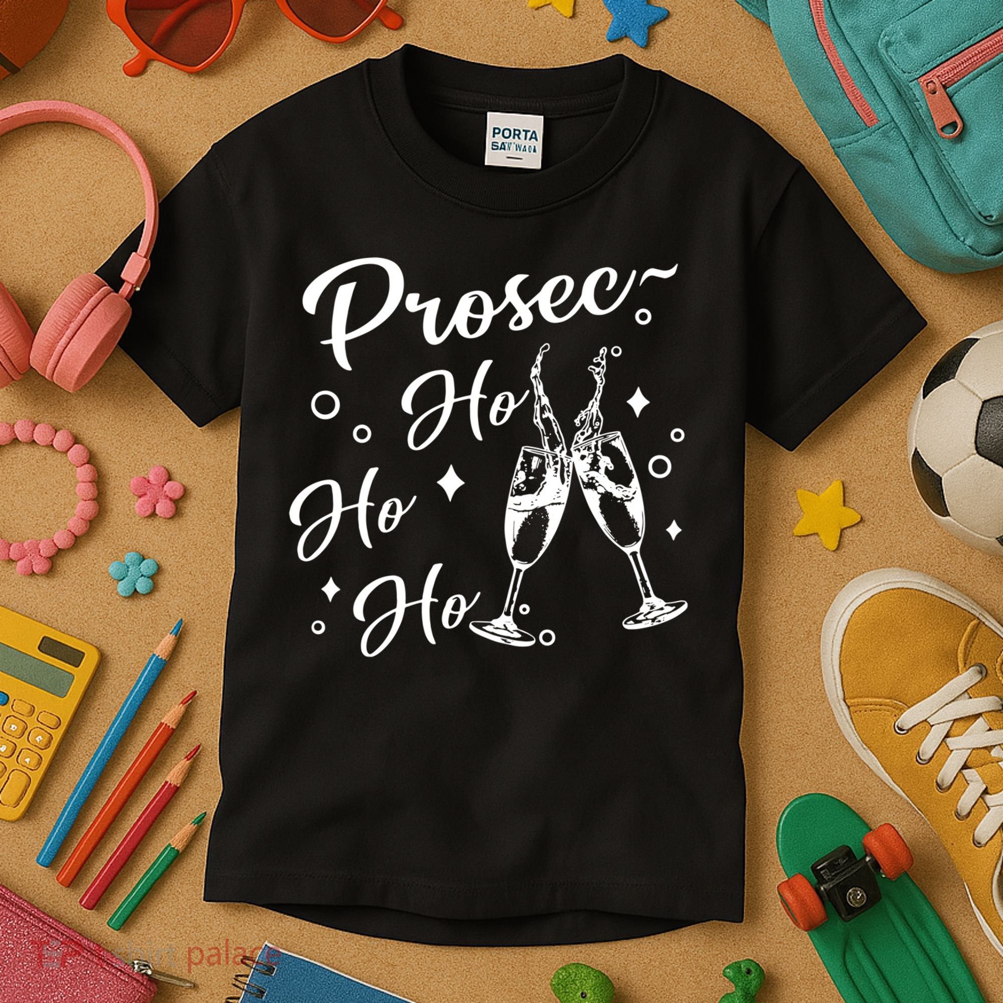Funny Presecco Christmas Vacation Retro Prosec Ho Ho Ho Kids T-Shirt