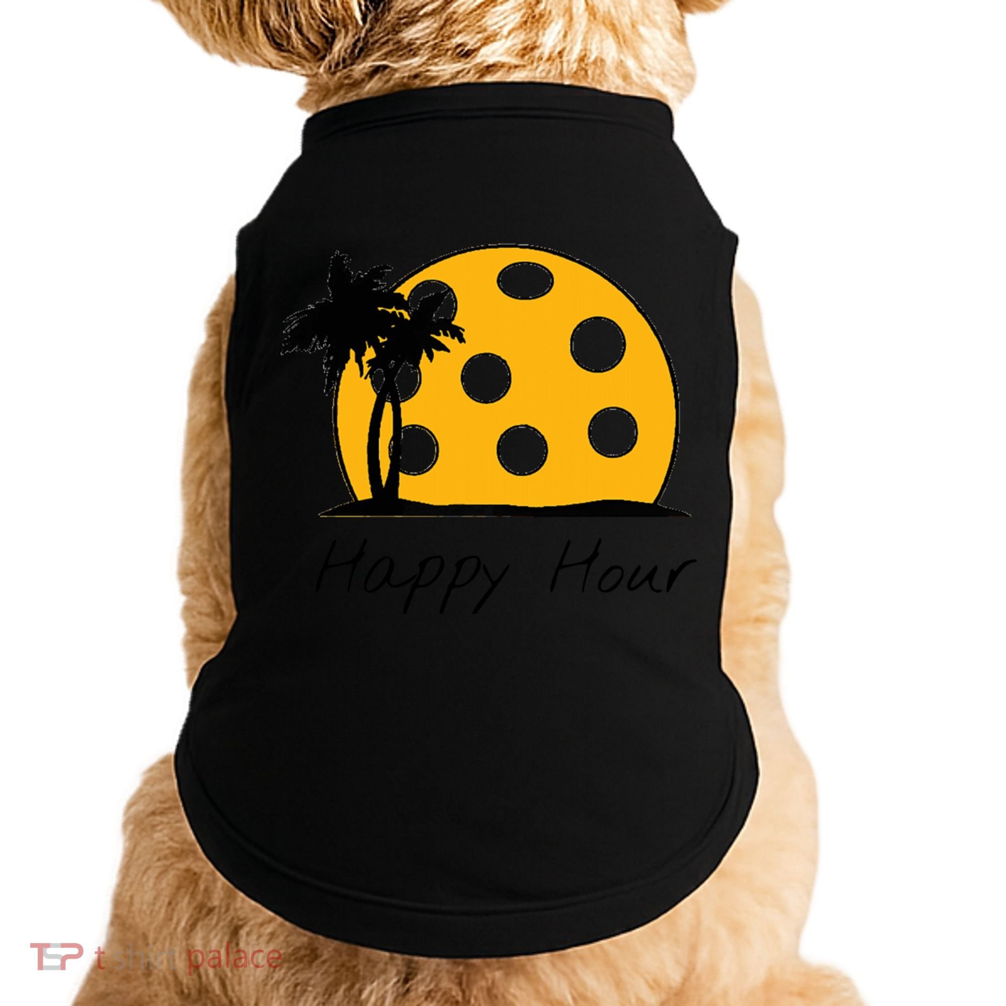 Fun Pickleball Cute Gift Happy Hour W/ Huge Pickleball Sunset Cute Gift Doggie Tank