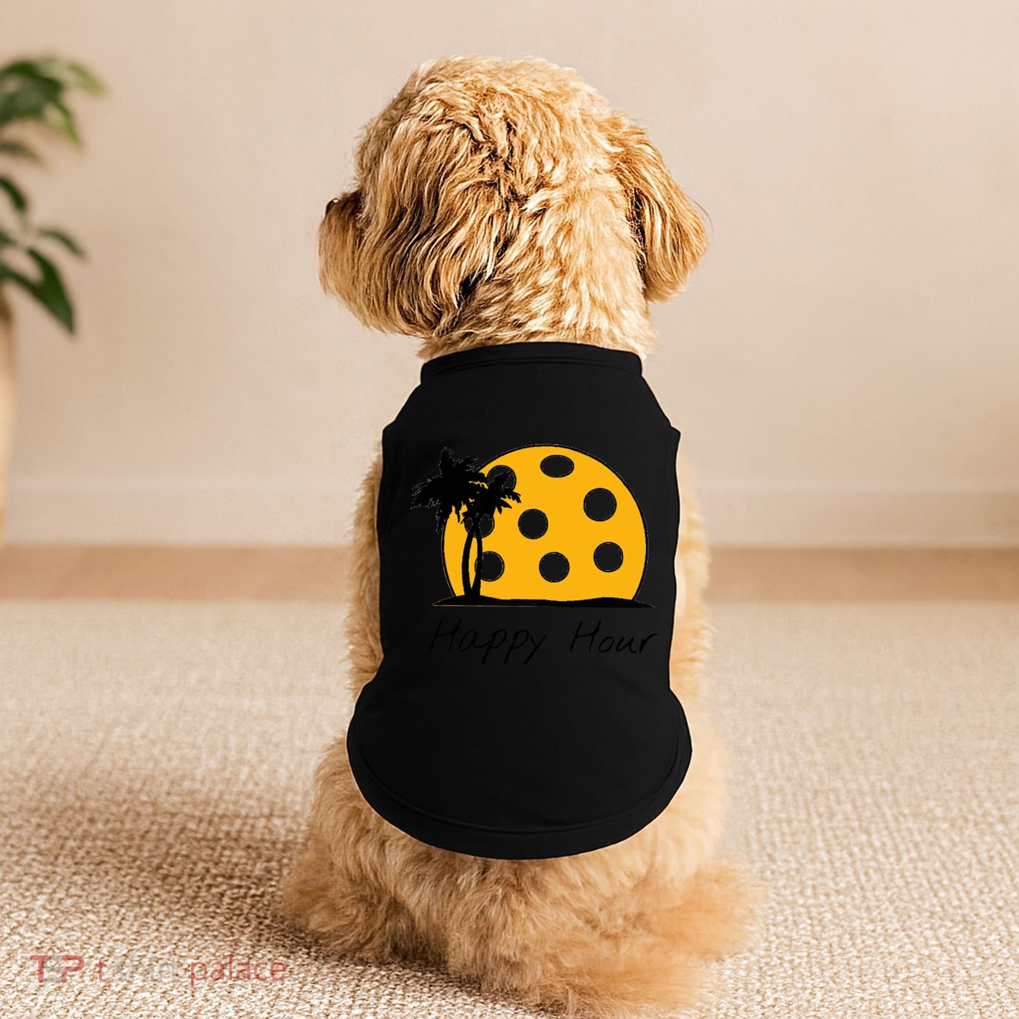 Fun Pickleball Cute Gift Happy Hour W/ Huge Pickleball Sunset Cute Gift Doggie Tank