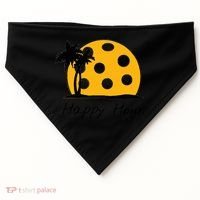 Fun Pickleball Cute Gift Happy Hour W/ Huge Pickleball Sunset Cute Gift USA-Made Doggie Bandana thumb 0