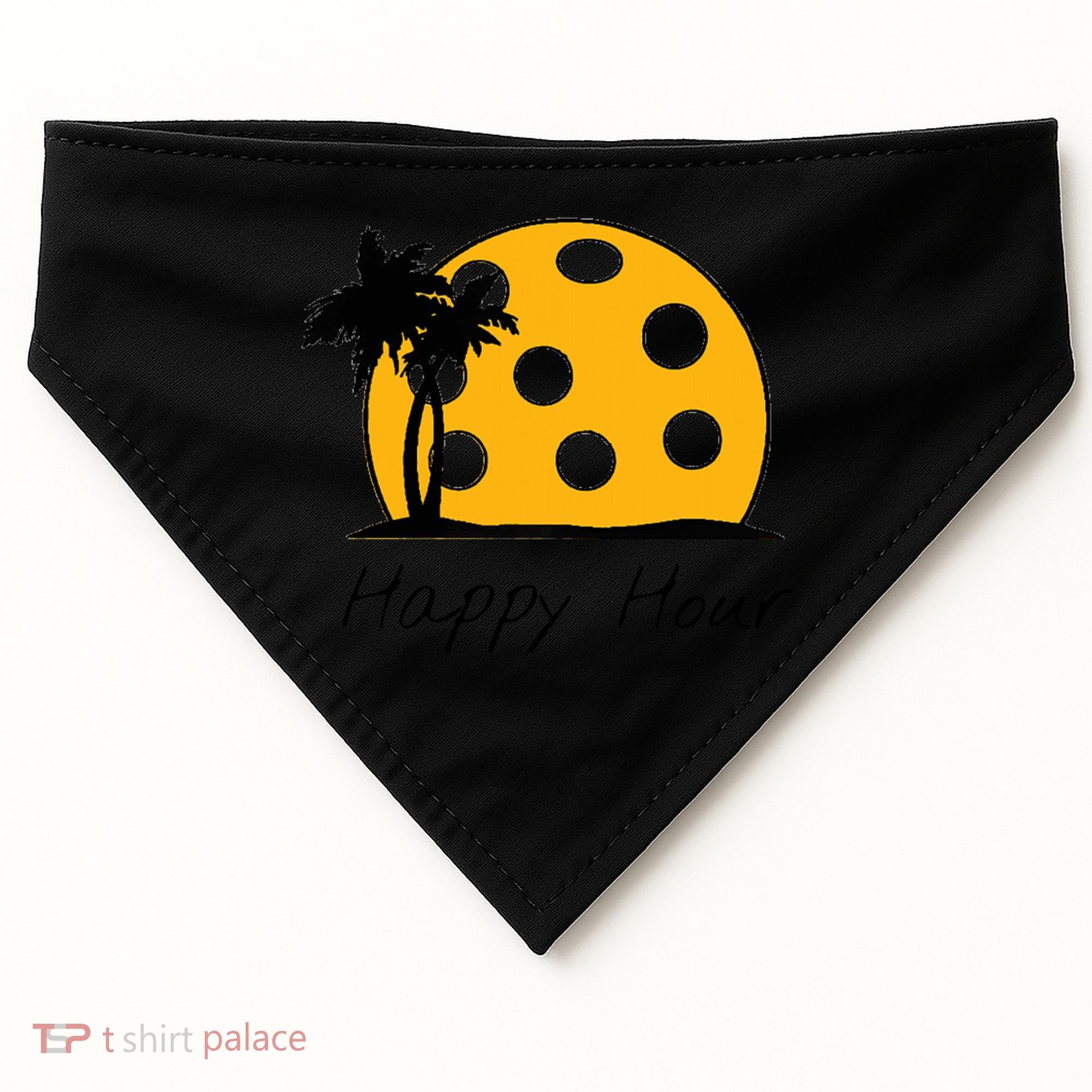 Fun Pickleball Cute Gift Happy Hour W/ Huge Pickleball Sunset Cute Gift USA-Made Doggie Bandana