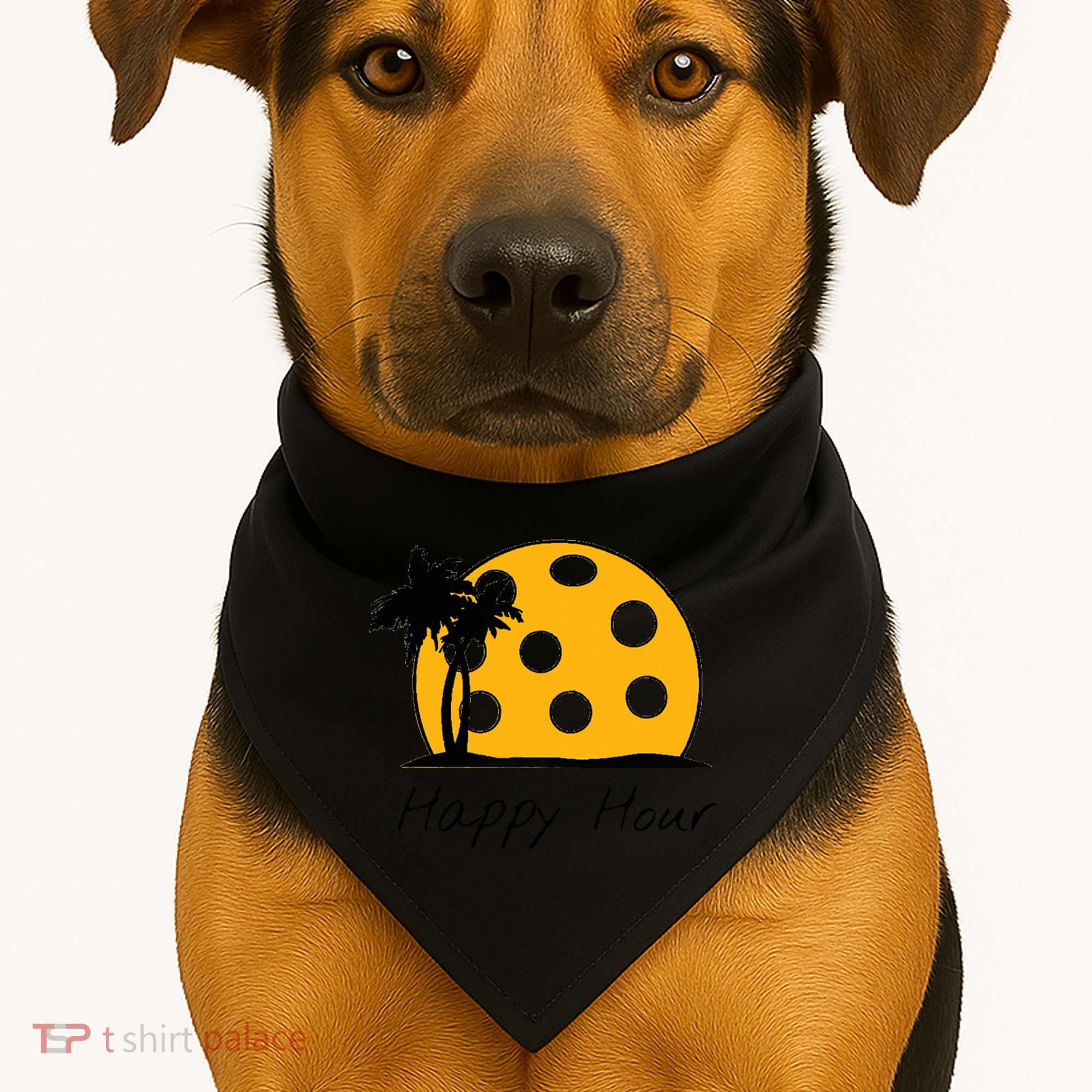 Fun Pickleball Cute Gift Happy Hour W/ Huge Pickleball Sunset Cute Gift USA-Made Doggie Bandana