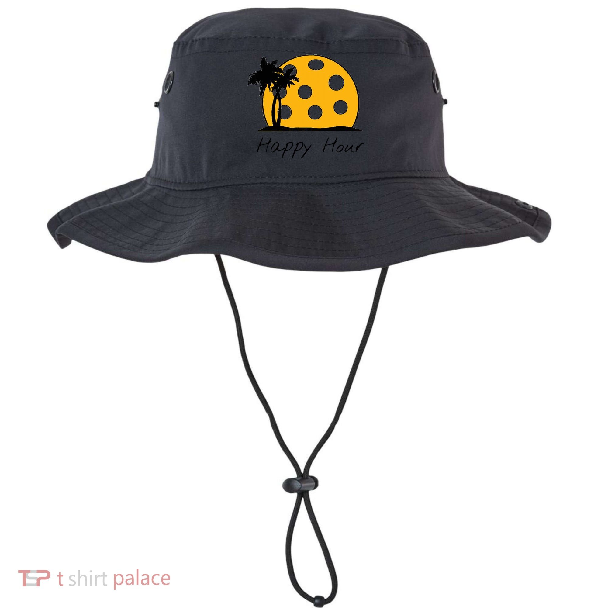 Fun Pickleball Cute Gift Happy Hour W/ Huge Pickleball Sunset Cute Gift Bucket Hat