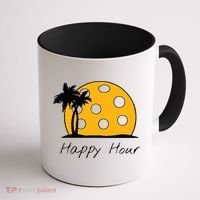 Fun Pickleball Cute Gift Happy Hour W/ Huge Pickleball Sunset Cute Gift Coffee Mug thumb 1