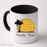 Fun Pickleball Cute Gift Happy Hour W/ Huge Pickleball Sunset Cute Gift Coffee Mug thumb 0