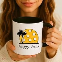 Fun Pickleball Cute Gift Happy Hour W/ Huge Pickleball Sunset Cute Gift Coffee Mug thumb 3