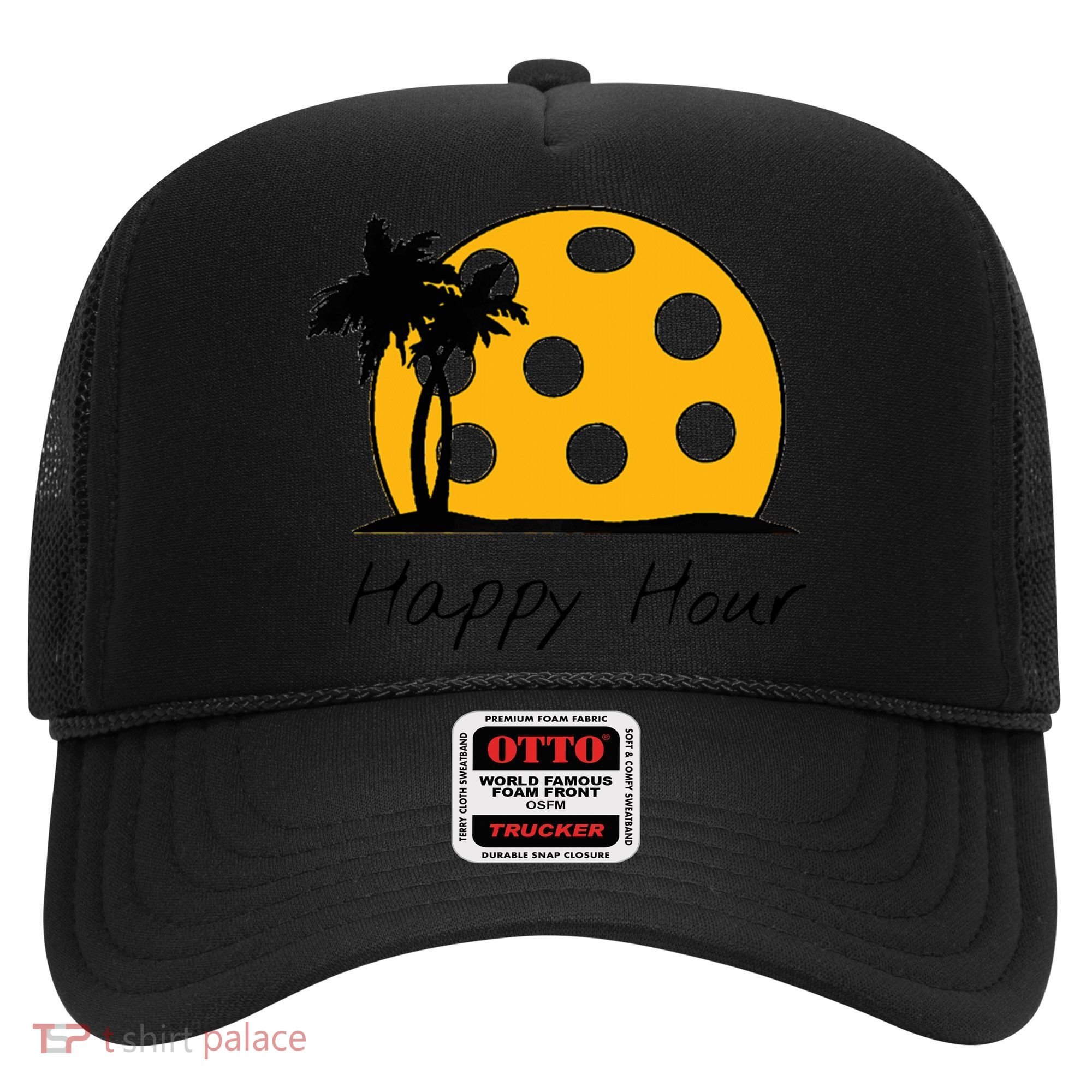 Fun Pickleball Cute Gift Happy Hour W/ Huge Pickleball Sunset Cute Gift Hat