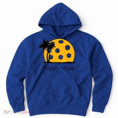 Fun Pickleball Cute Gift Happy Hour W/ Huge Pickleball Sunset Cute Gift Hoodie