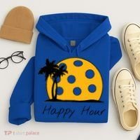 Fun Pickleball Cute Gift Happy Hour W/ Huge Pickleball Sunset Cute Gift Hoodie thumb 4