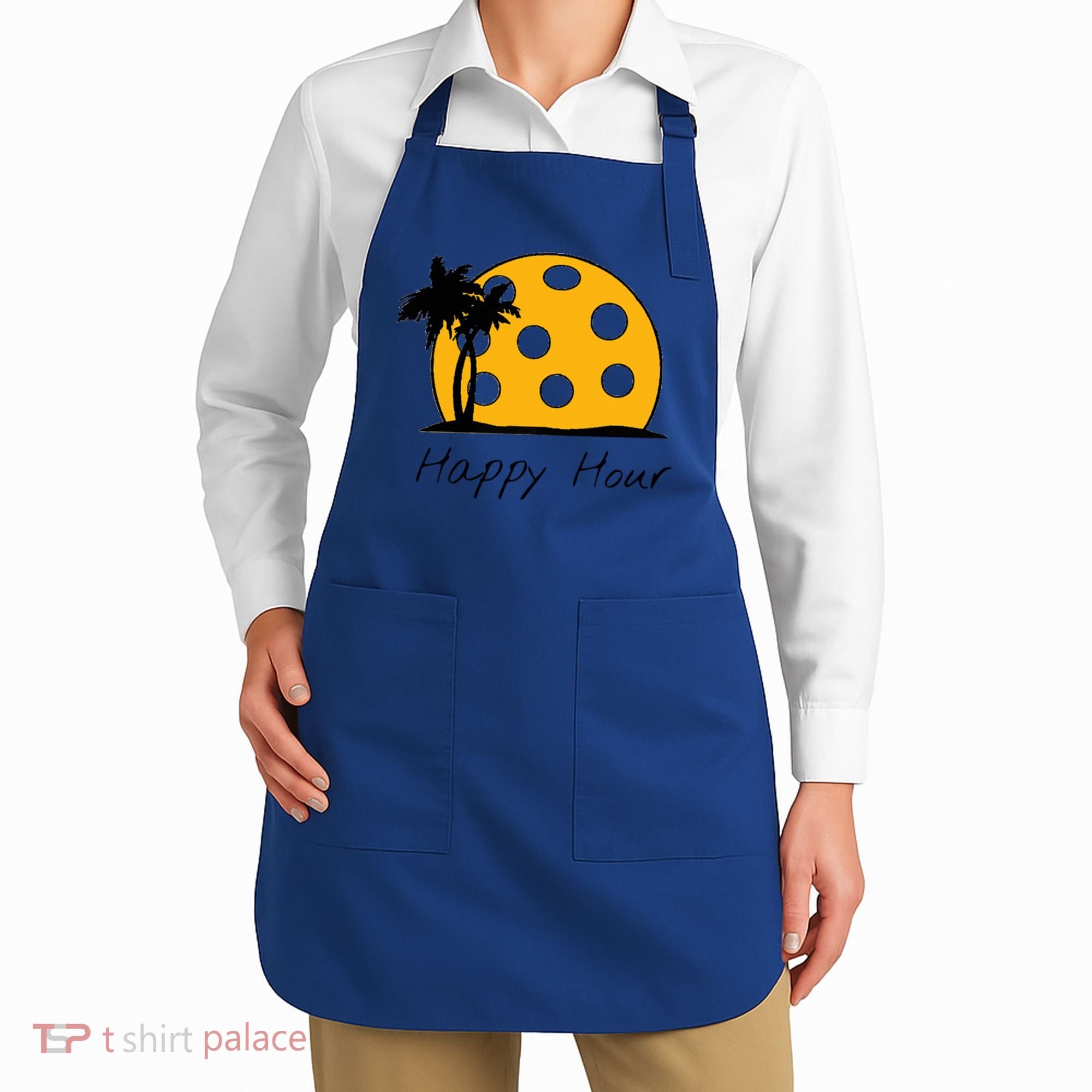 Fun Pickleball Cute Gift Happy Hour W/ Huge Pickleball Sunset Cute Gift Apron