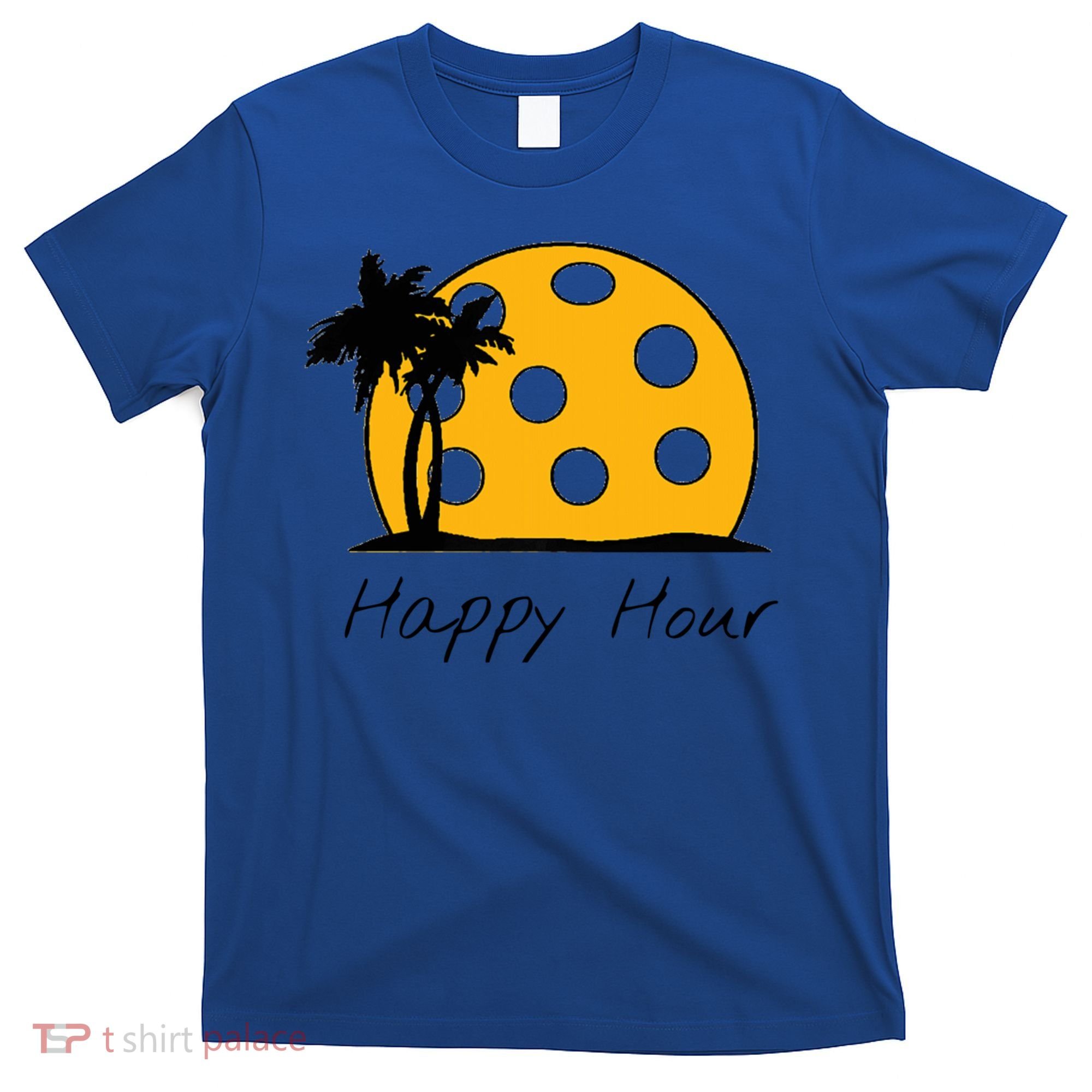 Fun Pickleball Cute Gift Happy Hour W/ Huge Pickleball Sunset Cute Gift T-Shirt