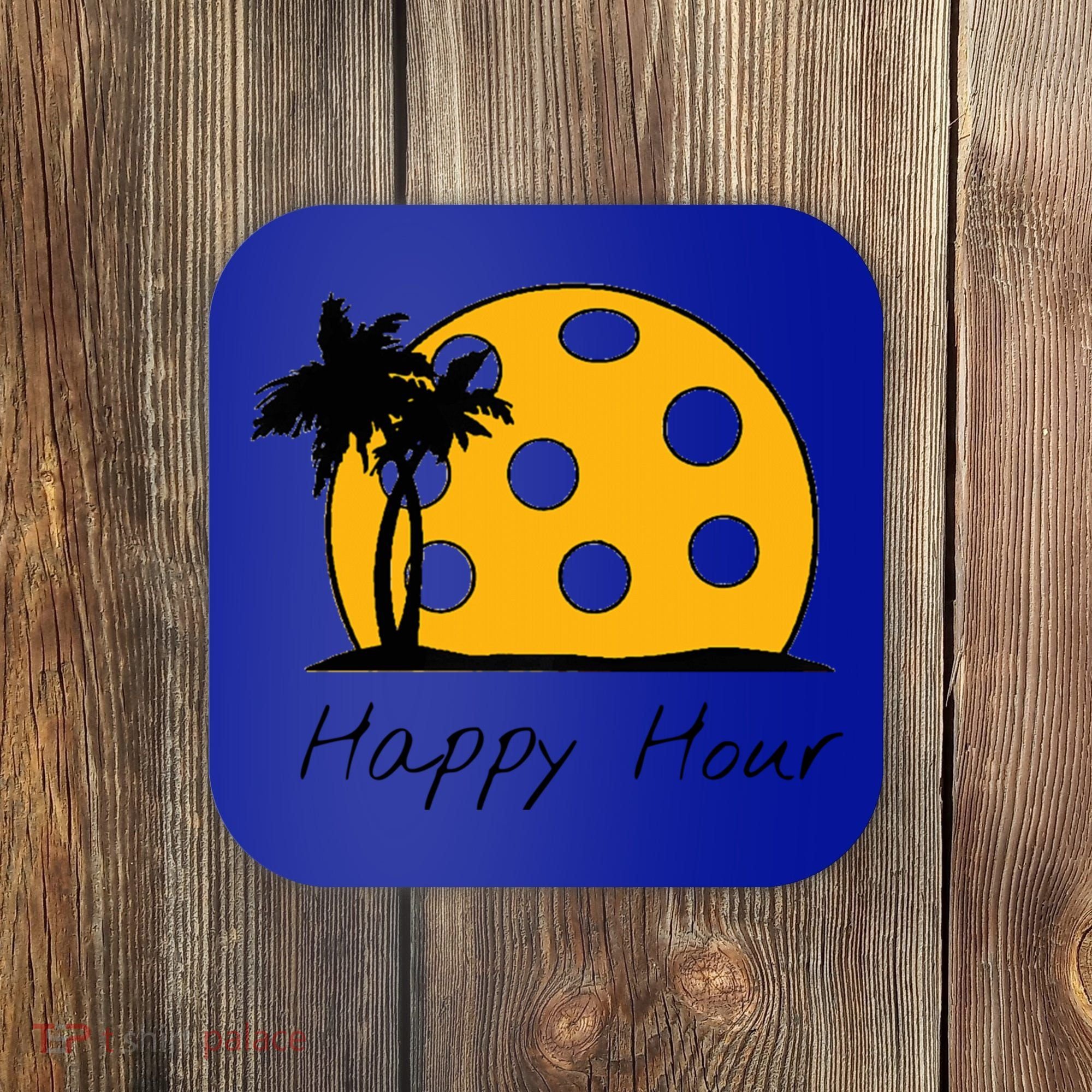 Fun Pickleball Cute Gift Happy Hour W/ Huge Pickleball Sunset Cute Gift Coaster