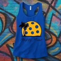 Fun Pickleball Cute Gift Happy Hour W/ Huge Pickleball Sunset Cute Gift Women's Tank Top thumb 3