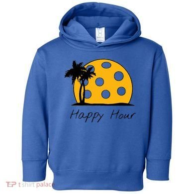 Fun Pickleball Cute Gift Happy Hour W/ Huge Pickleball Sunset Cute Gift Toddler Hoodie