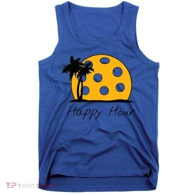 Fun Pickleball Cute Gift Happy Hour W/ Huge Pickleball Sunset Cute Gift Tank Top