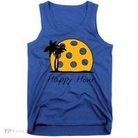 Fun Pickleball Cute Gift Happy Hour W/ Huge Pickleball Sunset Cute Gift Tank Top thumb 0