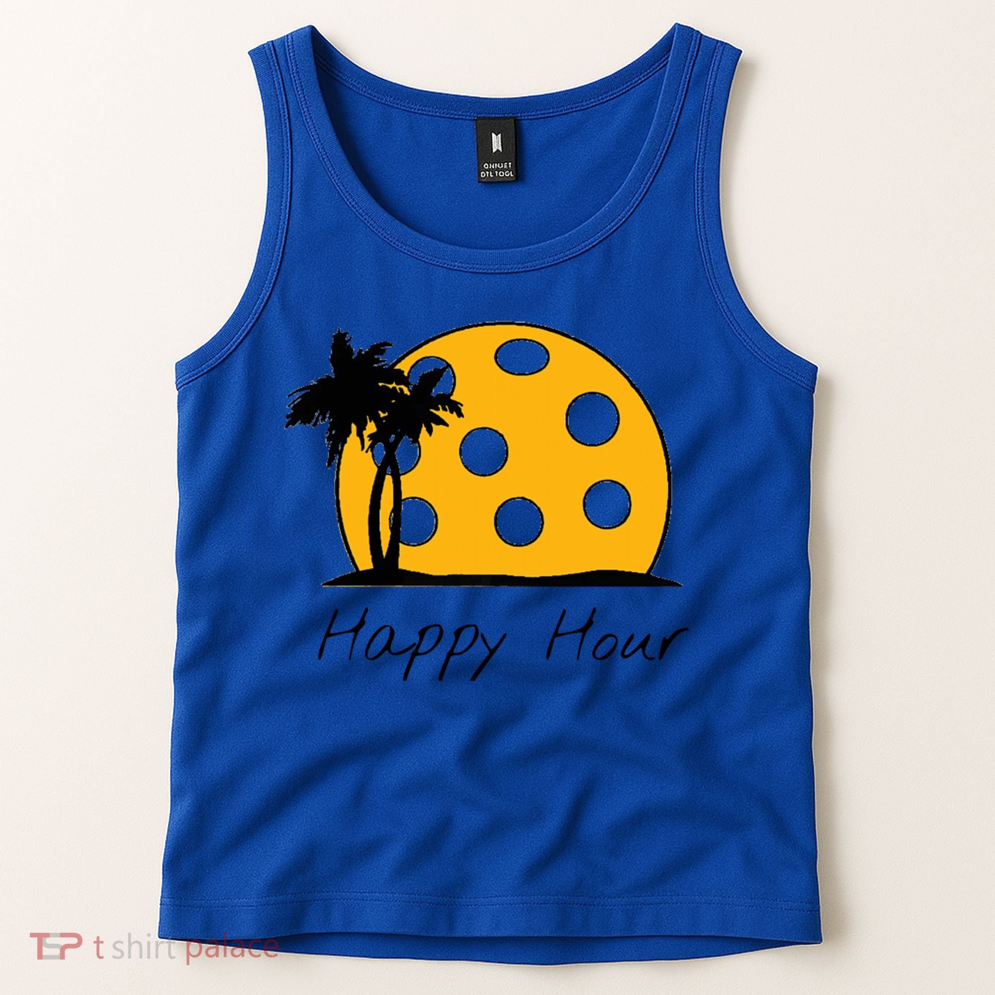 Fun Pickleball Cute Gift Happy Hour W/ Huge Pickleball Sunset Cute Gift Tank Top