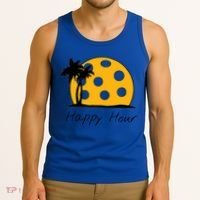 Fun Pickleball Cute Gift Happy Hour W/ Huge Pickleball Sunset Cute Gift Tank Top thumb 3