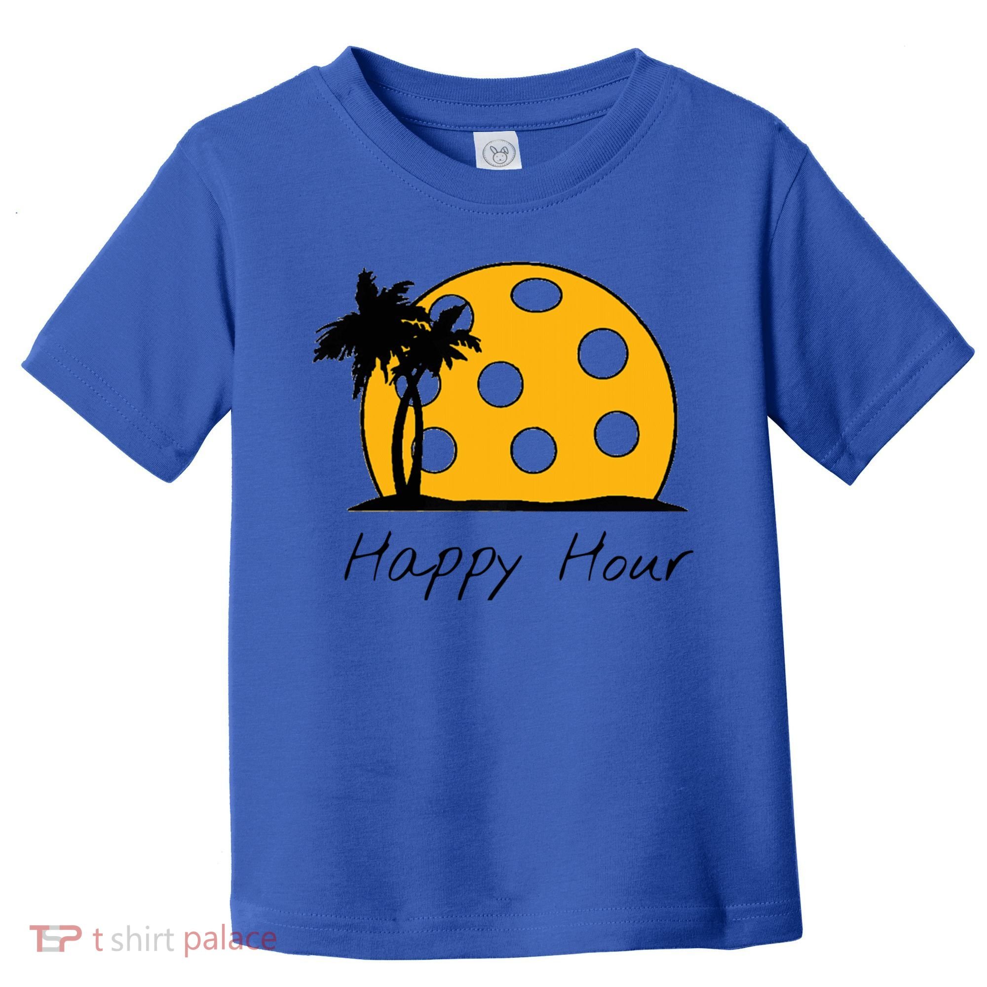 Fun Pickleball Cute Gift Happy Hour W/ Huge Pickleball Sunset Cute Gift Toddler T-Shirt
