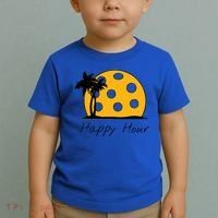 Fun Pickleball Cute Gift Happy Hour W/ Huge Pickleball Sunset Cute Gift Toddler T-Shirt thumb 2