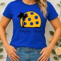 Fun Pickleball Cute Gift Happy Hour W/ Huge Pickleball Sunset Cute Gift Women's T-Shirt thumb 2