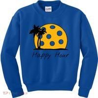 Fun Pickleball Cute Gift Happy Hour W/ Huge Pickleball Sunset Cute Gift Kids Sweatshirt thumb 0