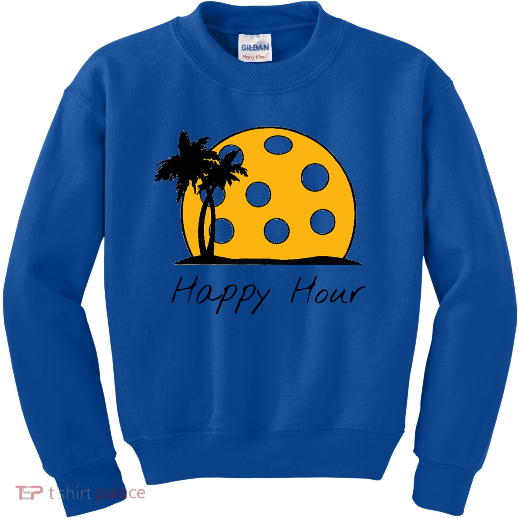 Fun Pickleball Cute Gift Happy Hour W/ Huge Pickleball Sunset Cute Gift Kids Sweatshirt